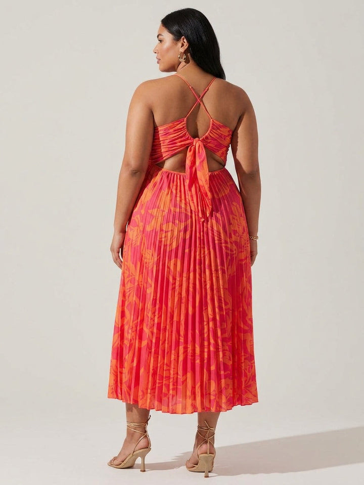 Giselle | Coastal Chic Elegant Floral Print Pleats Midi Dress Collection