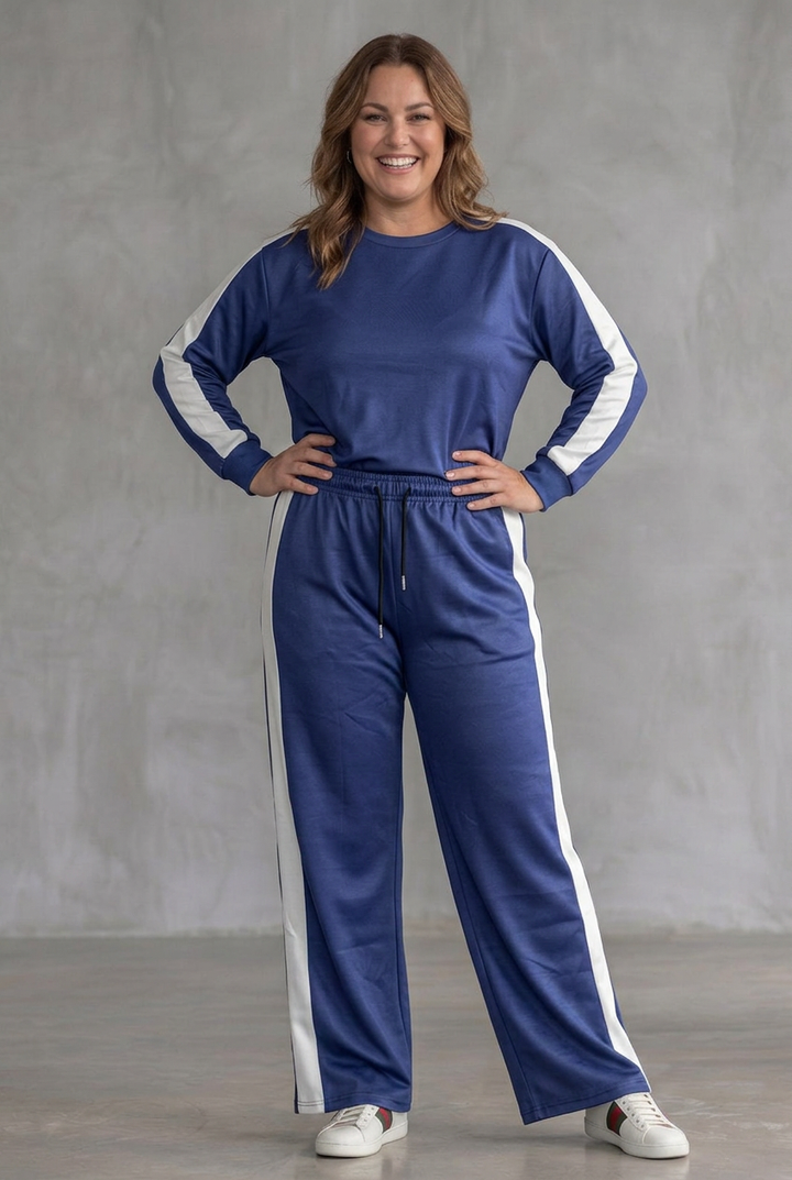 Alma | Fitted Long Sleeve Top Wide Leg Pants Set