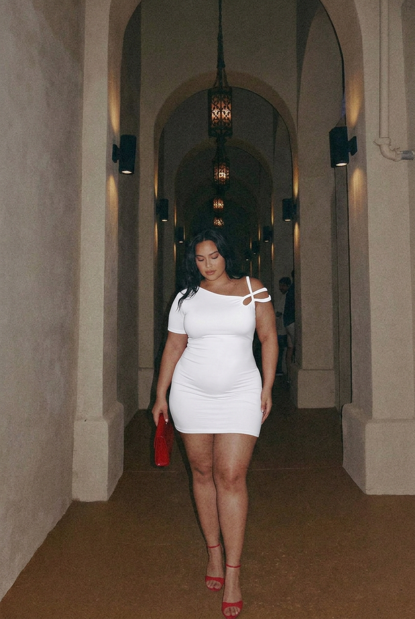 Amélie Asymmetrical Strap Mini Dress