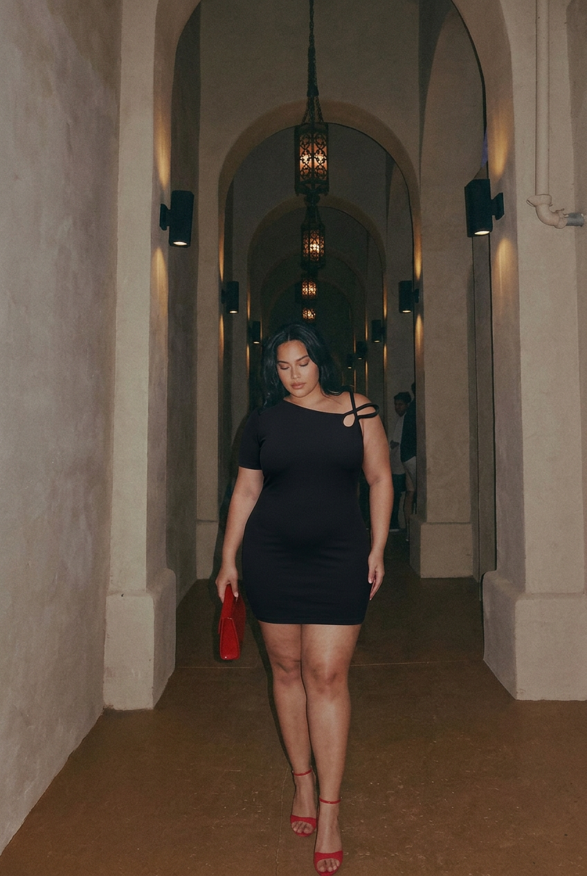 Amélie Asymmetrical Strap Mini Dress