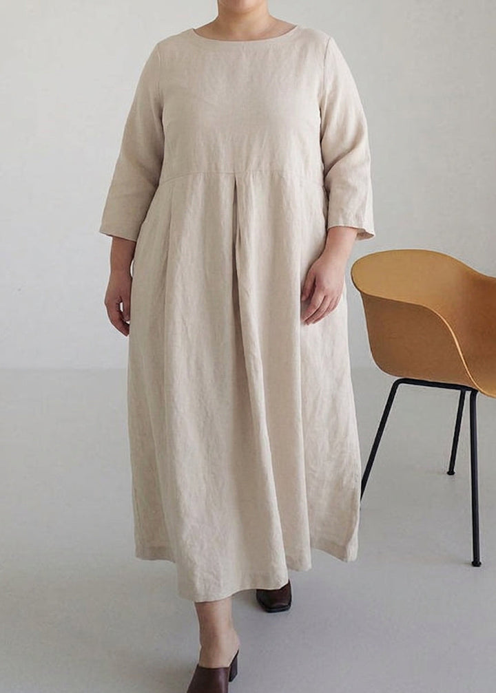 Celestine - Apricot Cotton Dresses Pockets Patchwork Spring