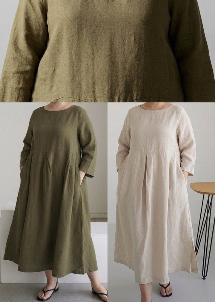 Celestine - Apricot Cotton Dresses Pockets Patchwork Spring