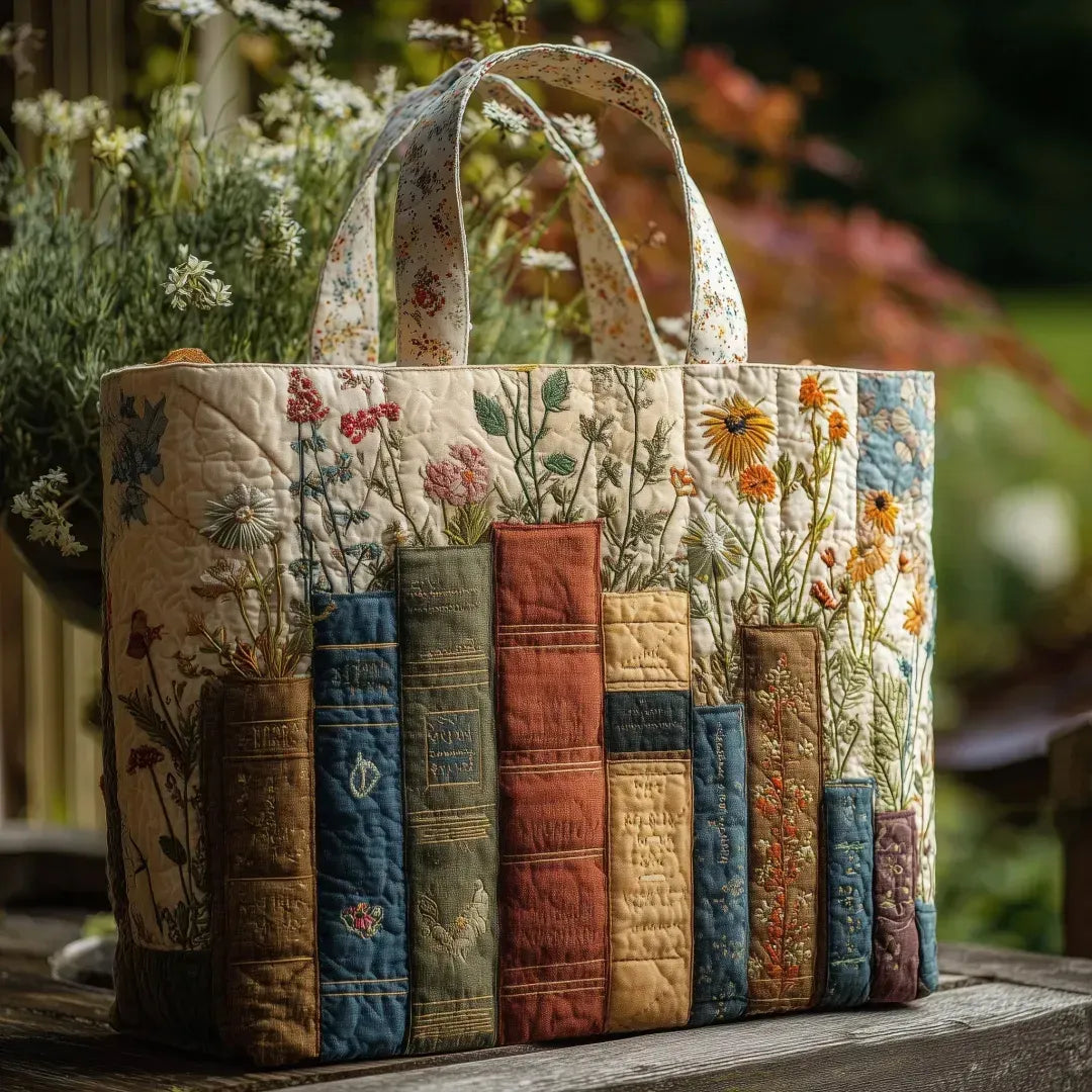 Soleil Quilted Bag - Books and Flowers