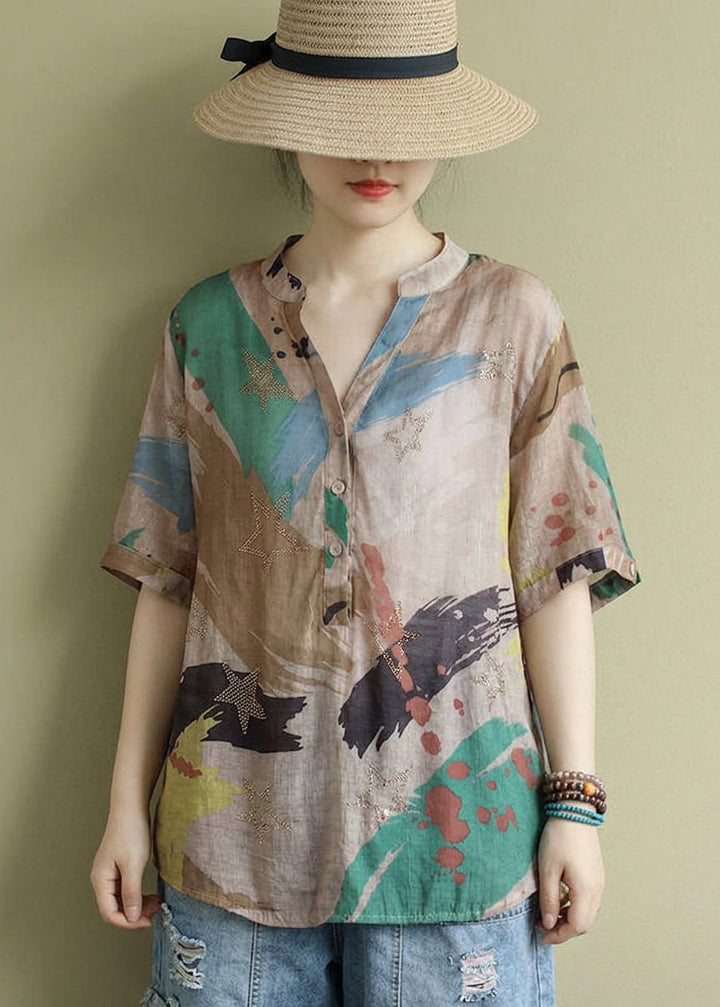 Naomi - Button Shirt Tops Half Sleeve