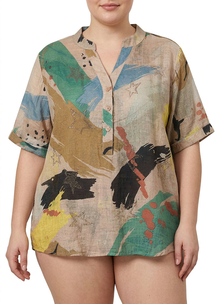 Naomi - Button Shirt Tops Half Sleeve