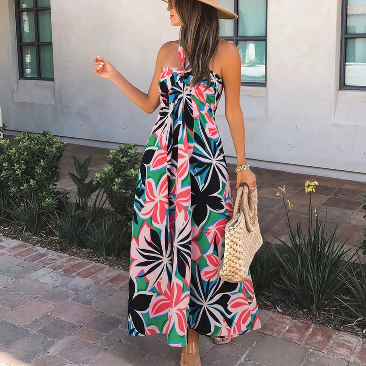 Calla - Tropical Floral Halter-Neck Wide-Leg Jumpsuit