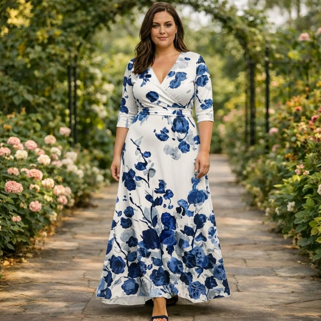 Pemberley | Blue Floral Wrap Maxi Dress
