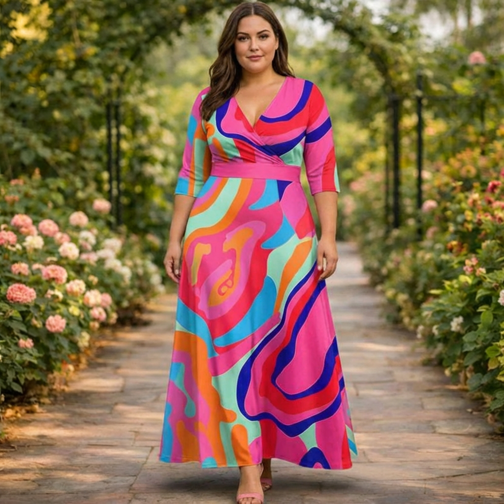 Lavinia | Vibrant Abstract Wrap Maxi Dress