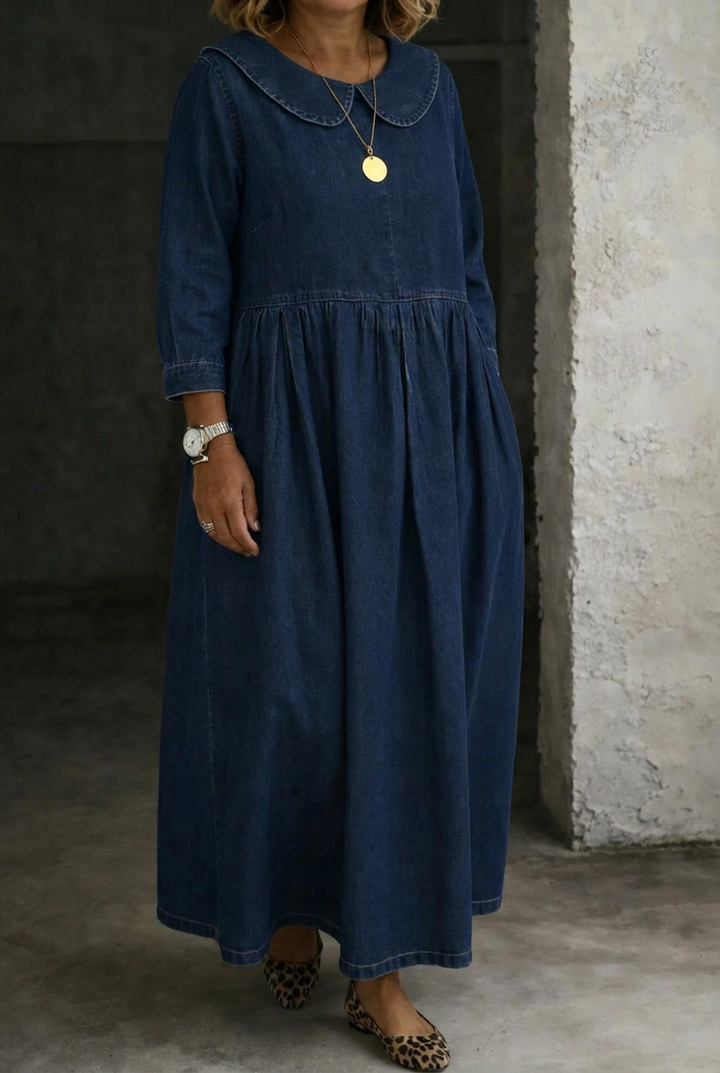 Camille | Peter Pan Collar Denim Dress