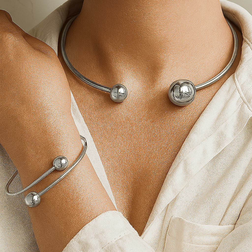 Rui Glow Collar &amp; Cuff Bracelet Set | Gold