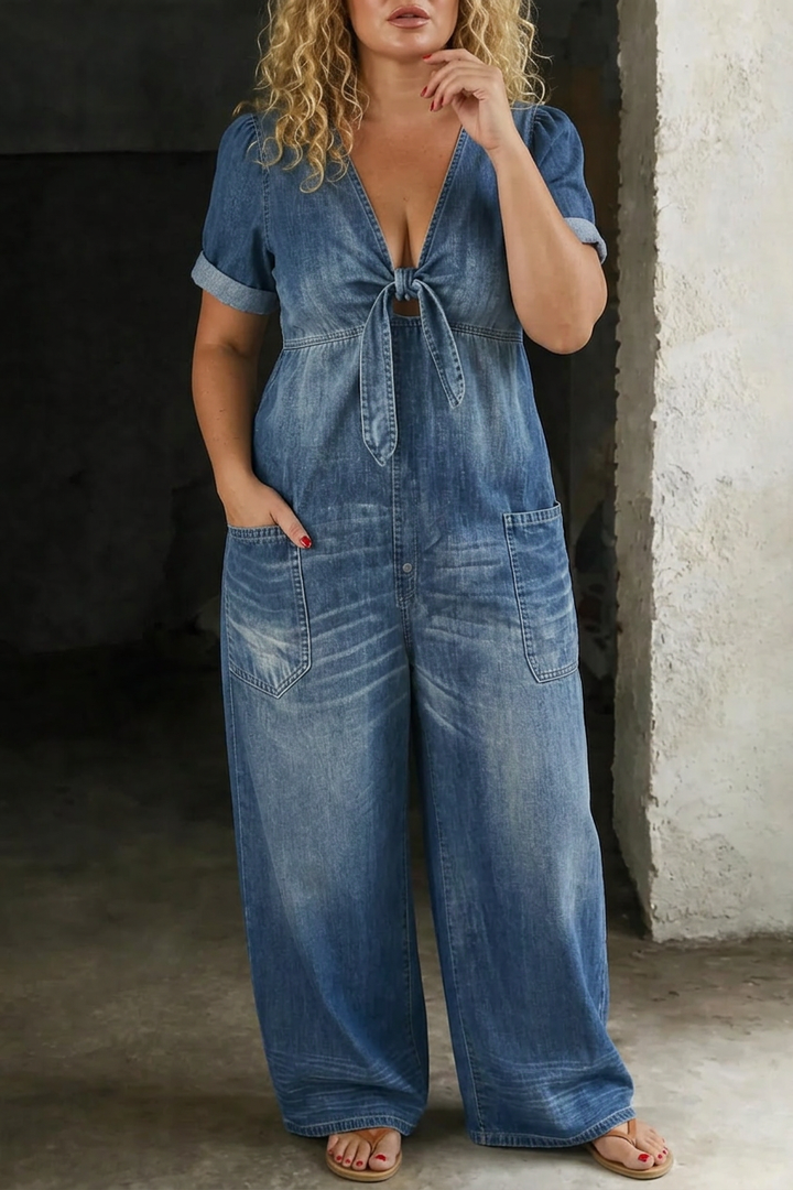 Nerissa | V Neck Short Sleeve Jumpsuit