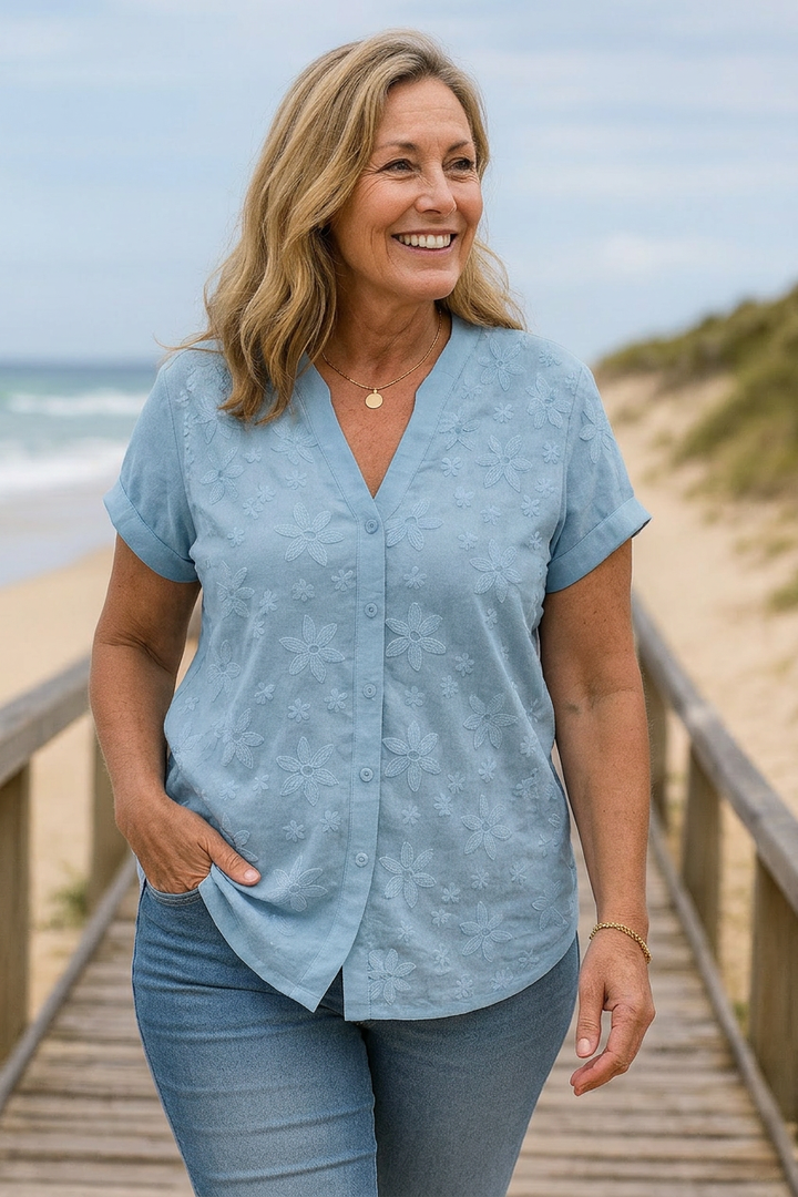 Magnolia Natural Cotton-Linen Top