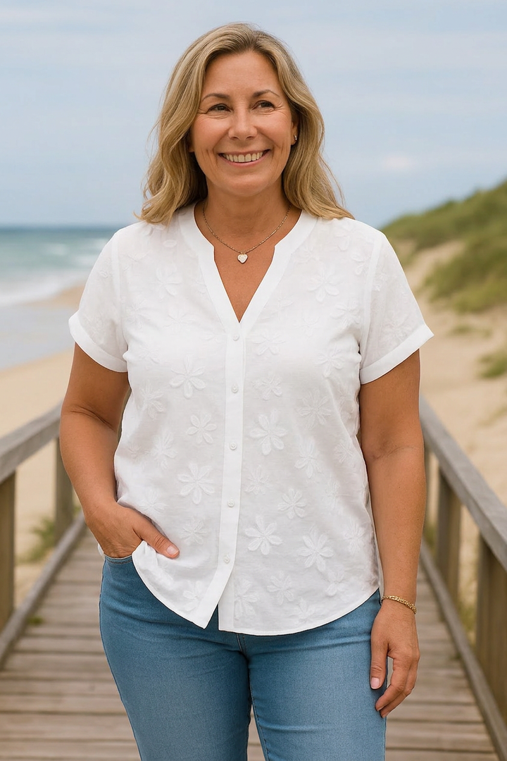 Magnolia Natural Cotton-Linen Top
