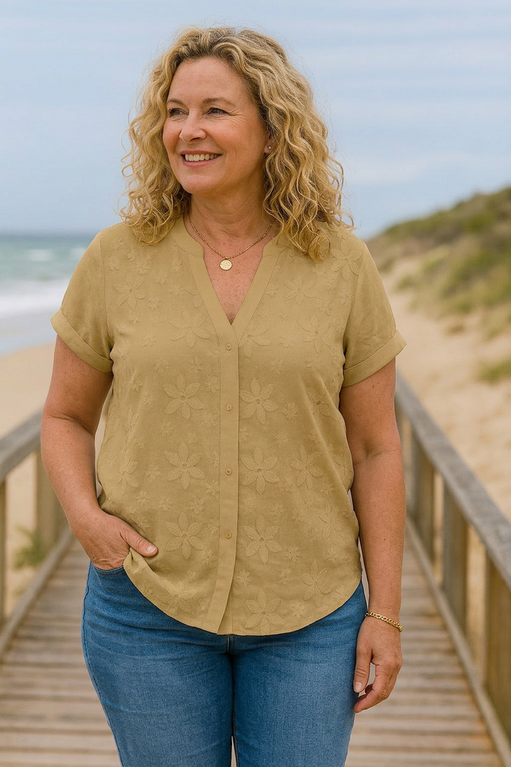 Magnolia Natural Cotton-Linen Top