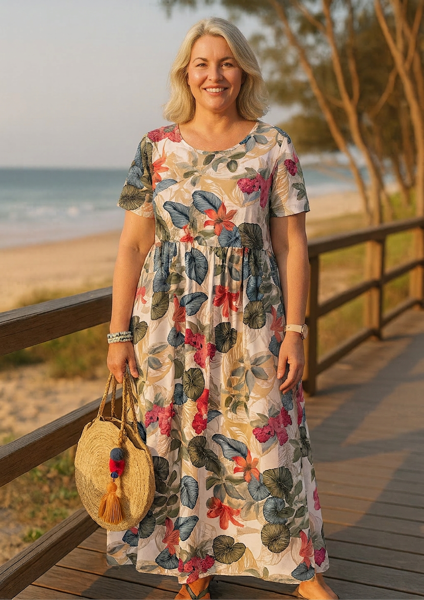 breezy maxi dress Perfect Sleeve Loose Plain, Breezy, Long for Summer length dress flows effortlessly thanks to its soft woven fabric and flounce hem Women's Breezy Floral Maxi Dress