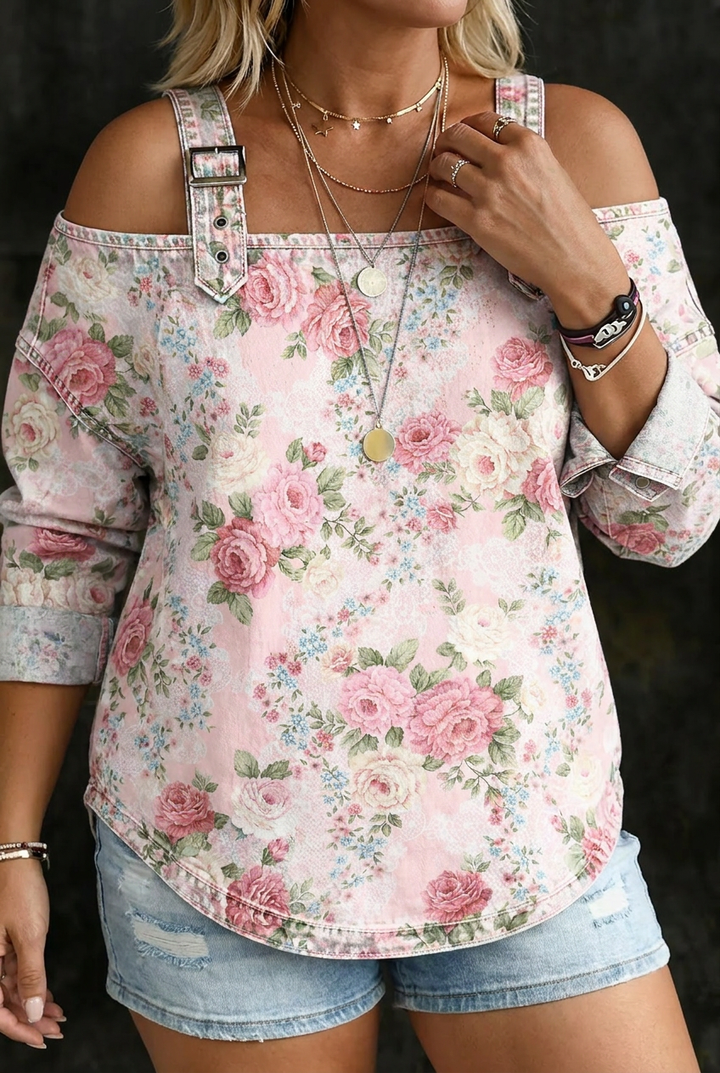 Lowri | Floral Collar Denim Dress