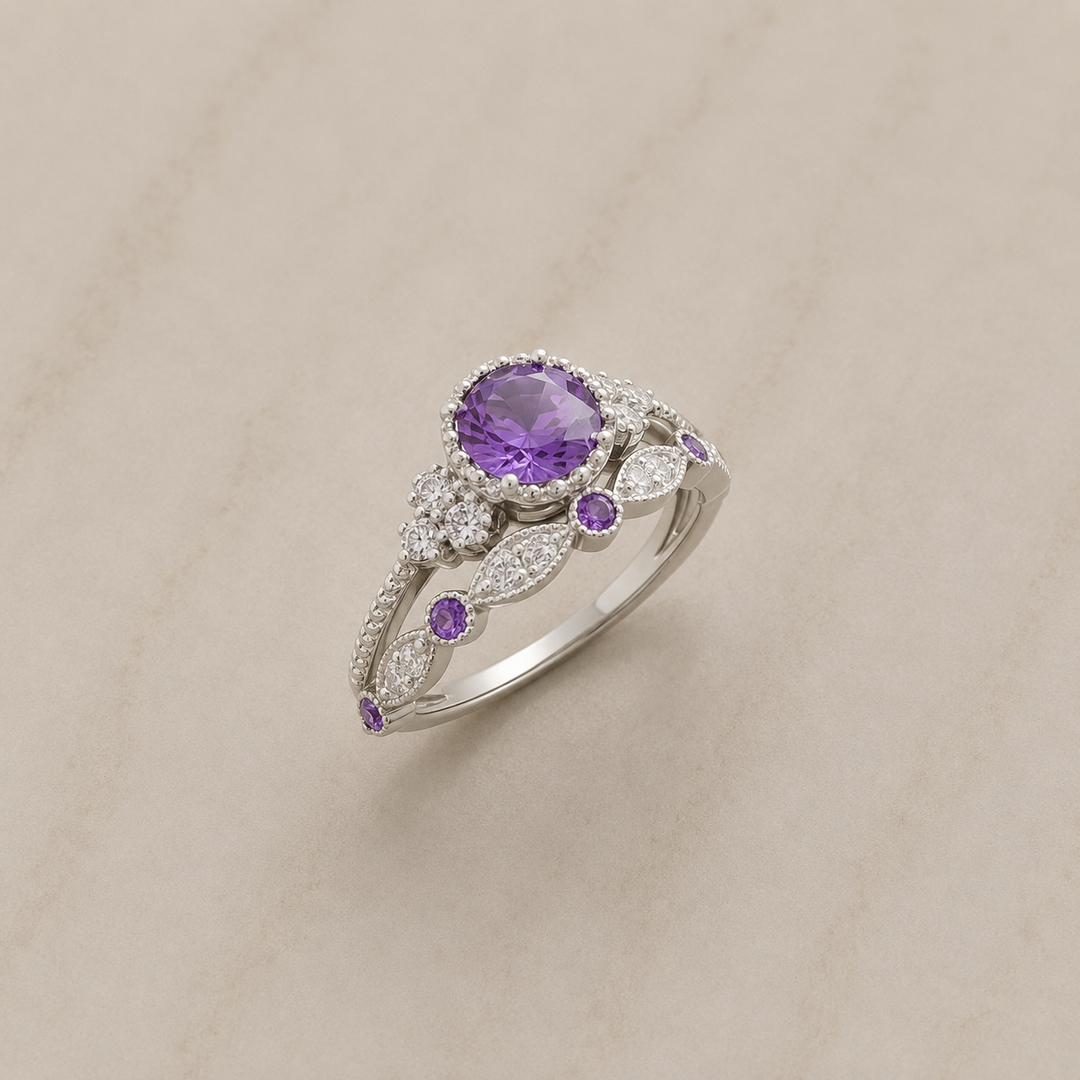 Junia Crown Ring Set | White Gold