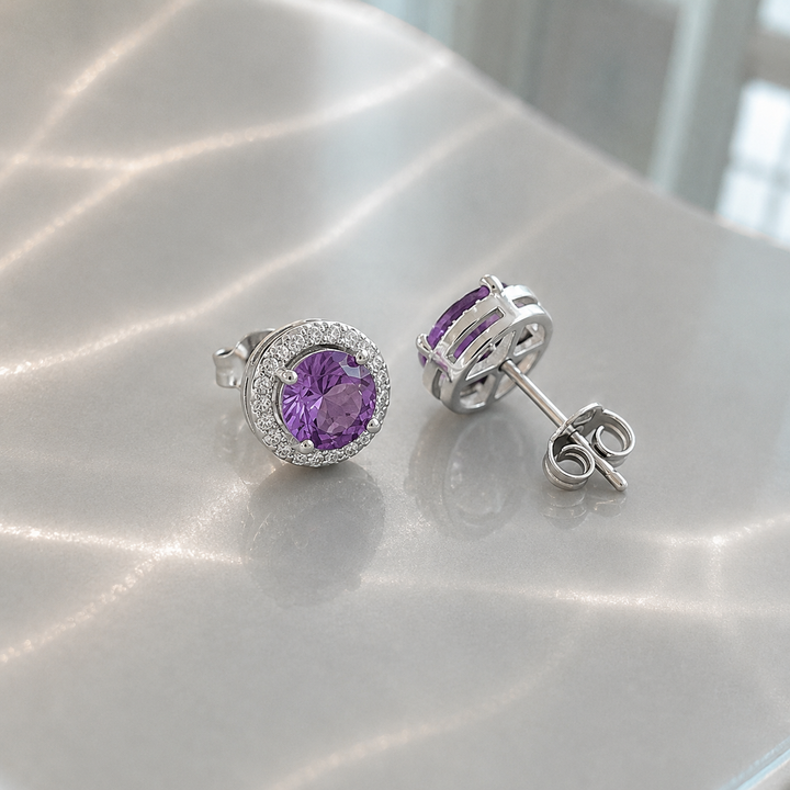 Delia Round Pave Studs | White Gold