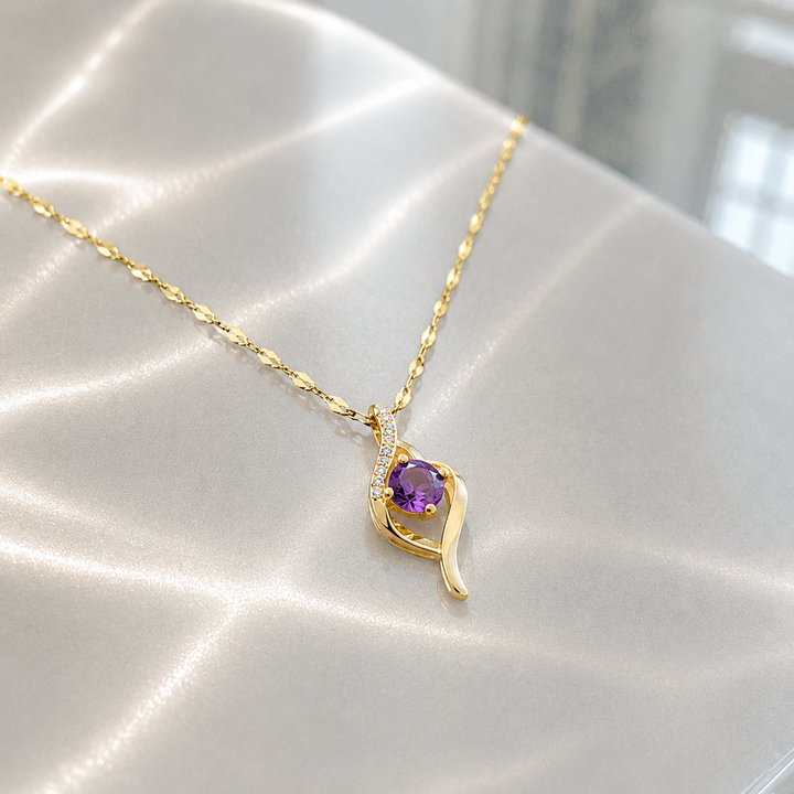 Camille Amethyst Swirl Necklace | Gold