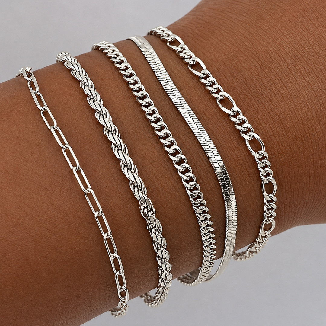 Isabeau Renner Bracelet Set | White Gold