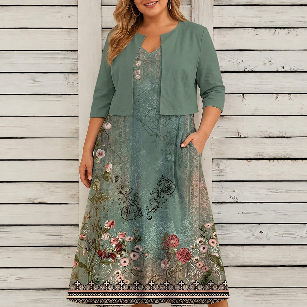 Ysolde - Floral Dress Two-Piece Set