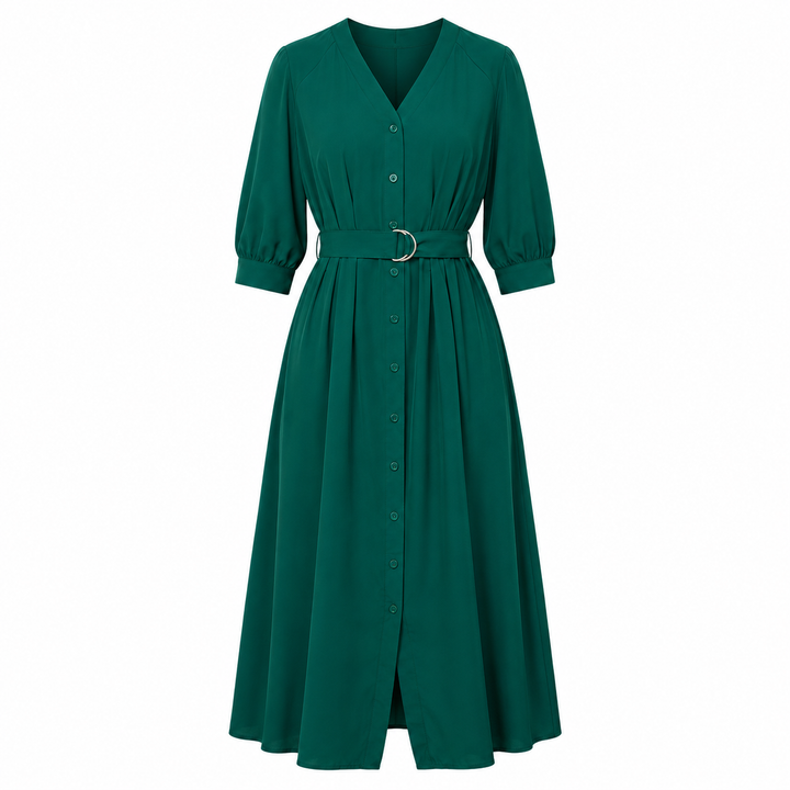 Clemence | Holiday Perfect Button-Front Maxi Dress