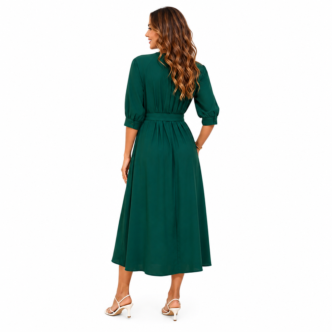 Clemence | Holiday Perfect Button-Front Maxi Dress