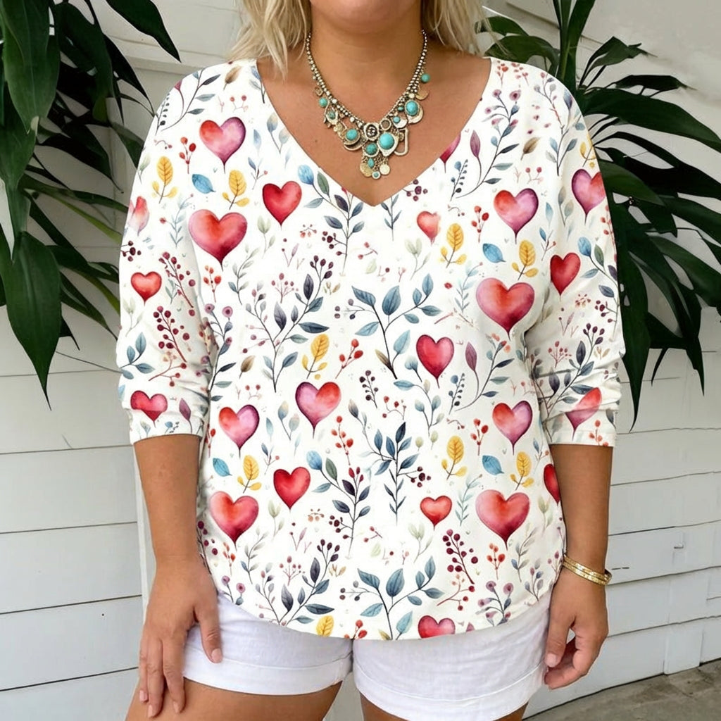 Casual Heart Print T-Shirt