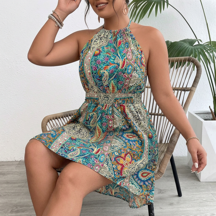 Edith | Boho Print Fit-and-Flare Dress