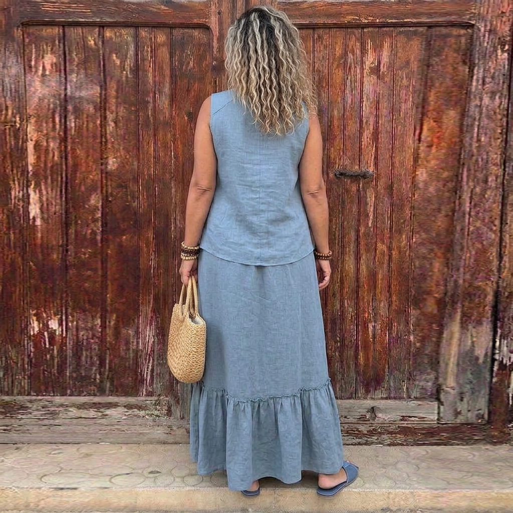 Elara Ruffle-Trim Maxi Skirt Set