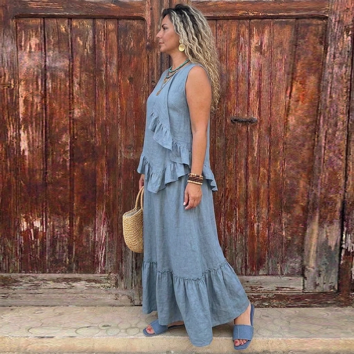 Elara Ruffle-Trim Maxi Skirt Set