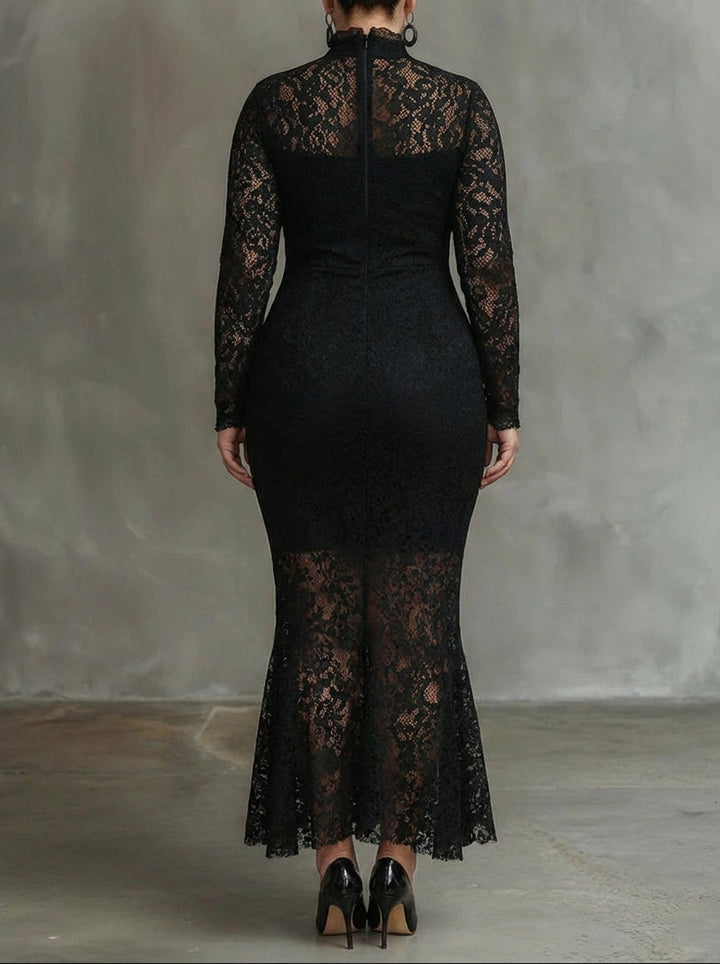 Alma | Elegant Lace Fishtail Maxi Dress