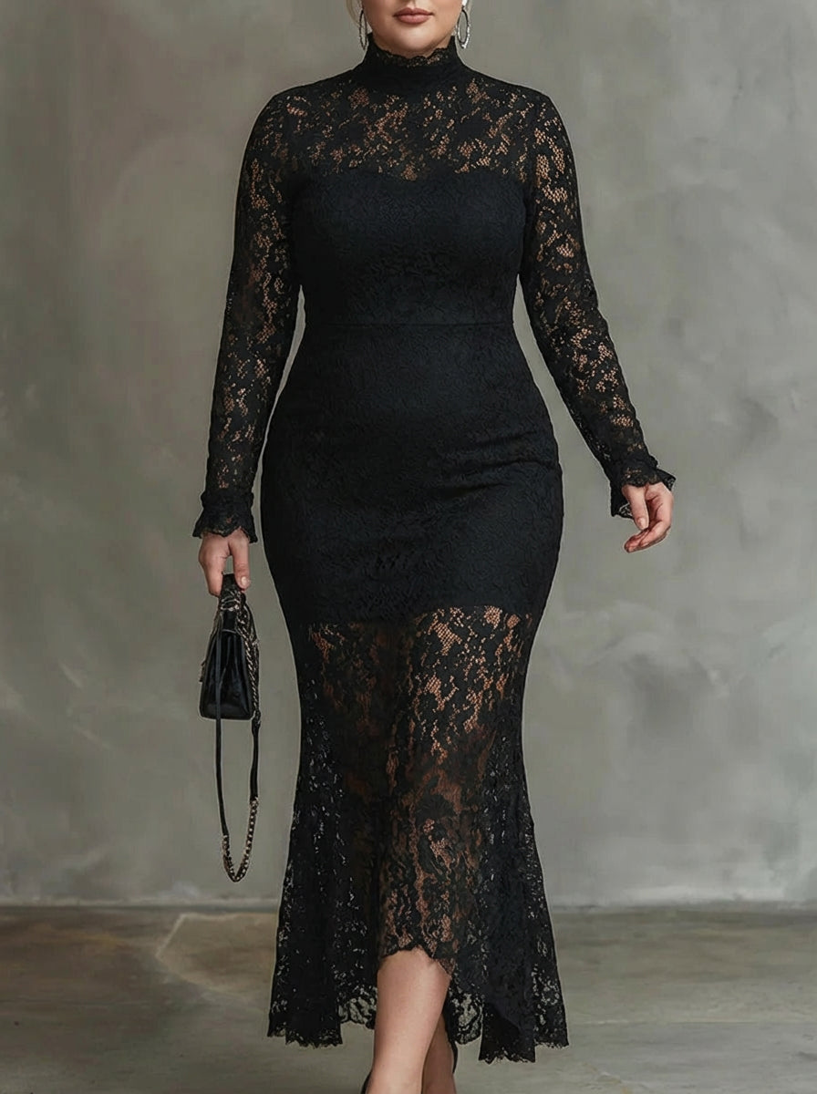 Alma | Elegant Lace Fishtail Maxi Dress