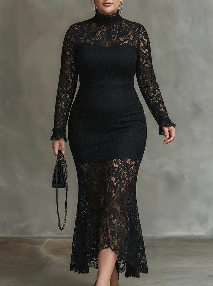 Alma | Elegant Lace Fishtail Maxi Dress