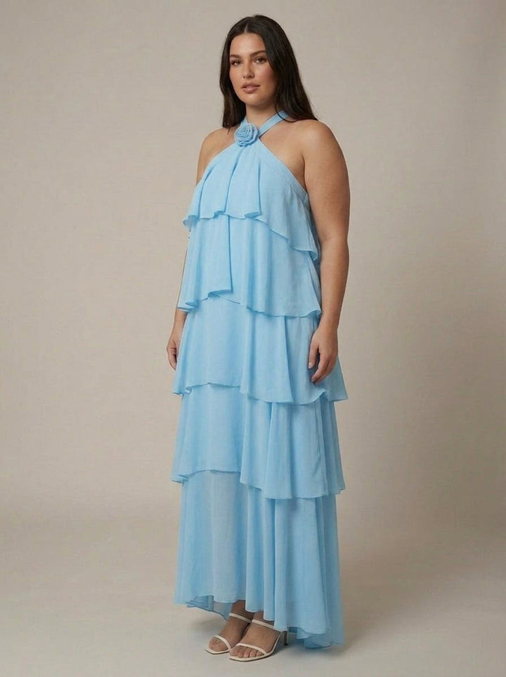 Flower Ruffle Maxi Dress