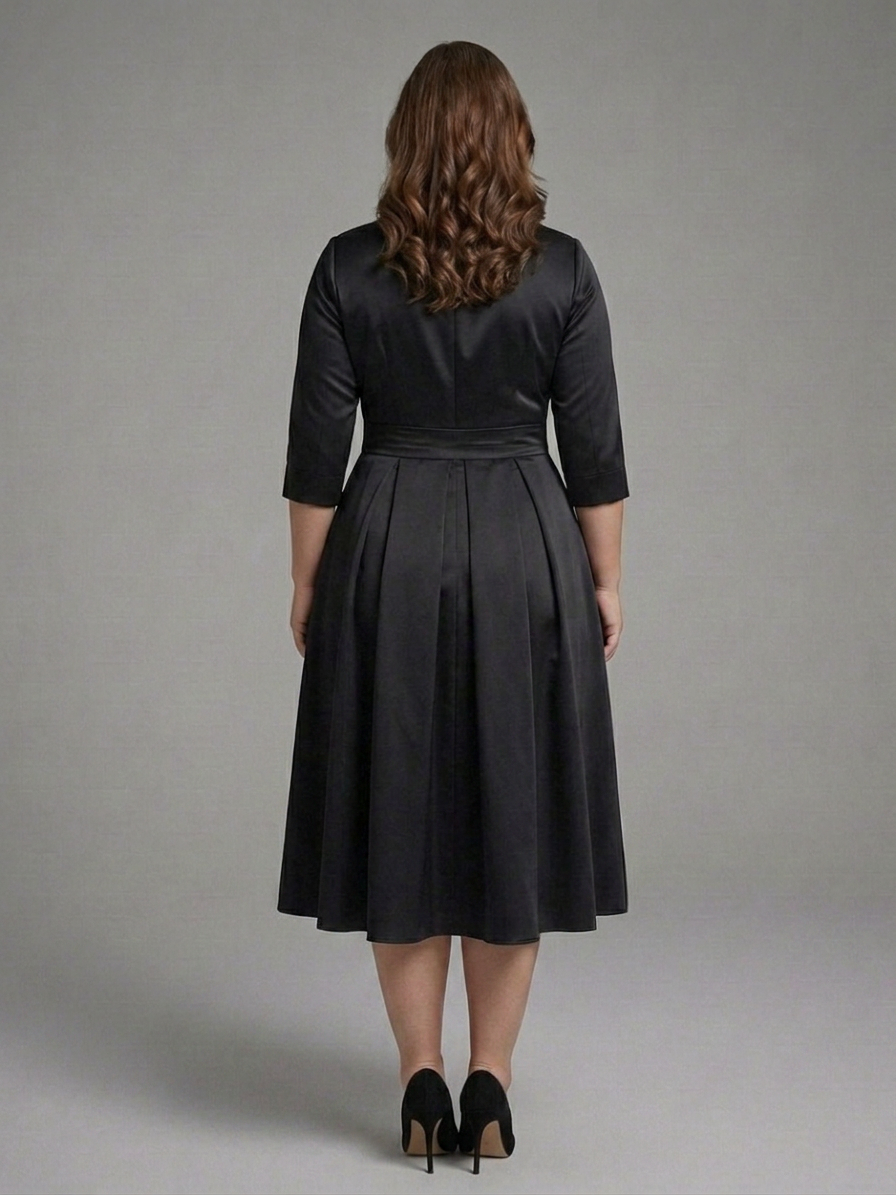 Cataleya | Midi Dress with Wrap Bodice and Three-Quarter Sleeves
