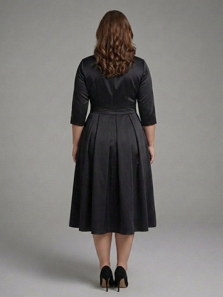 Cataleya | Midi Dress with Wrap Bodice and Three-Quarter Sleeves