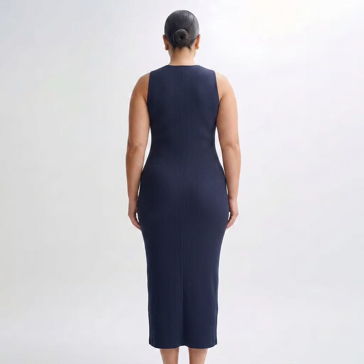 Harlow | Women’s Sleeveless Button-Front Ribbed Midi Dress
