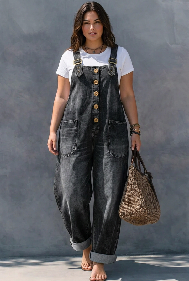 Hattie | Elastic Waist Denim Jumpsuit