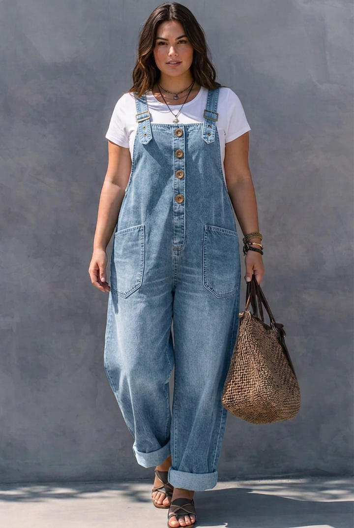 Hattie | Elastic Waist Denim Jumpsuit
