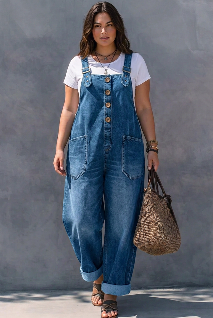 Hattie | Elastic Waist Denim Jumpsuit