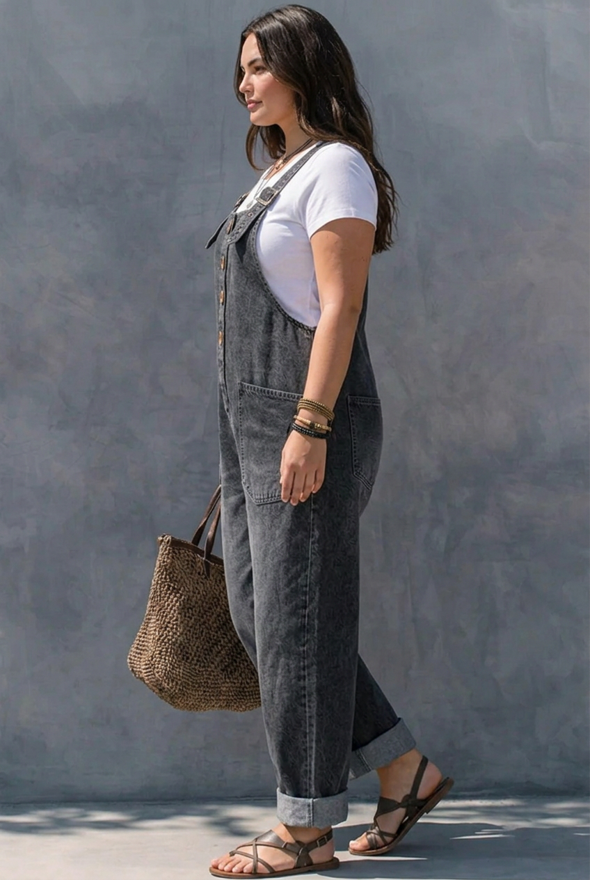 Hattie | Elastic Waist Denim Jumpsuit