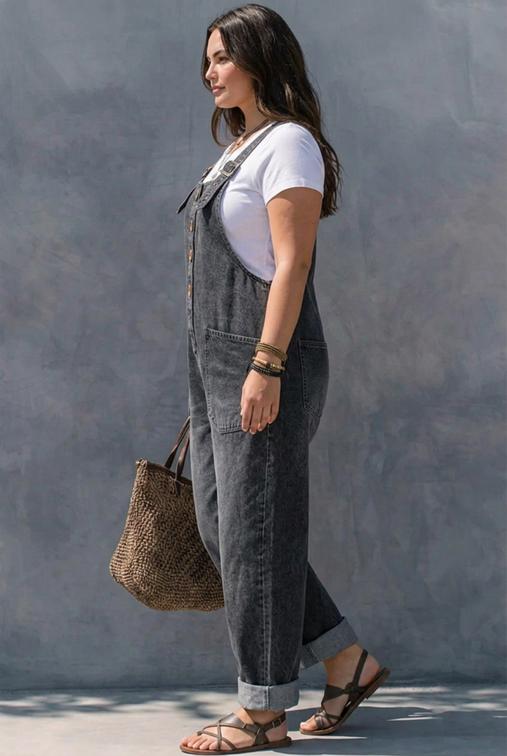 Hattie | Elastic Waist Denim Jumpsuit