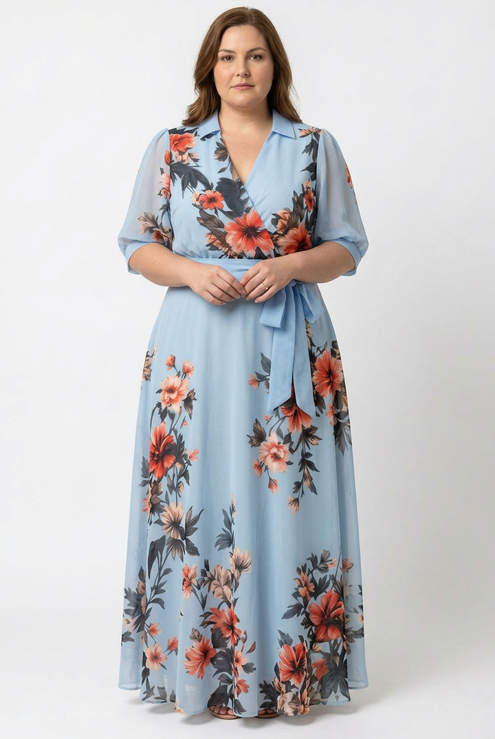 Hedda | Floral Wrap V Neck Maxi Dress