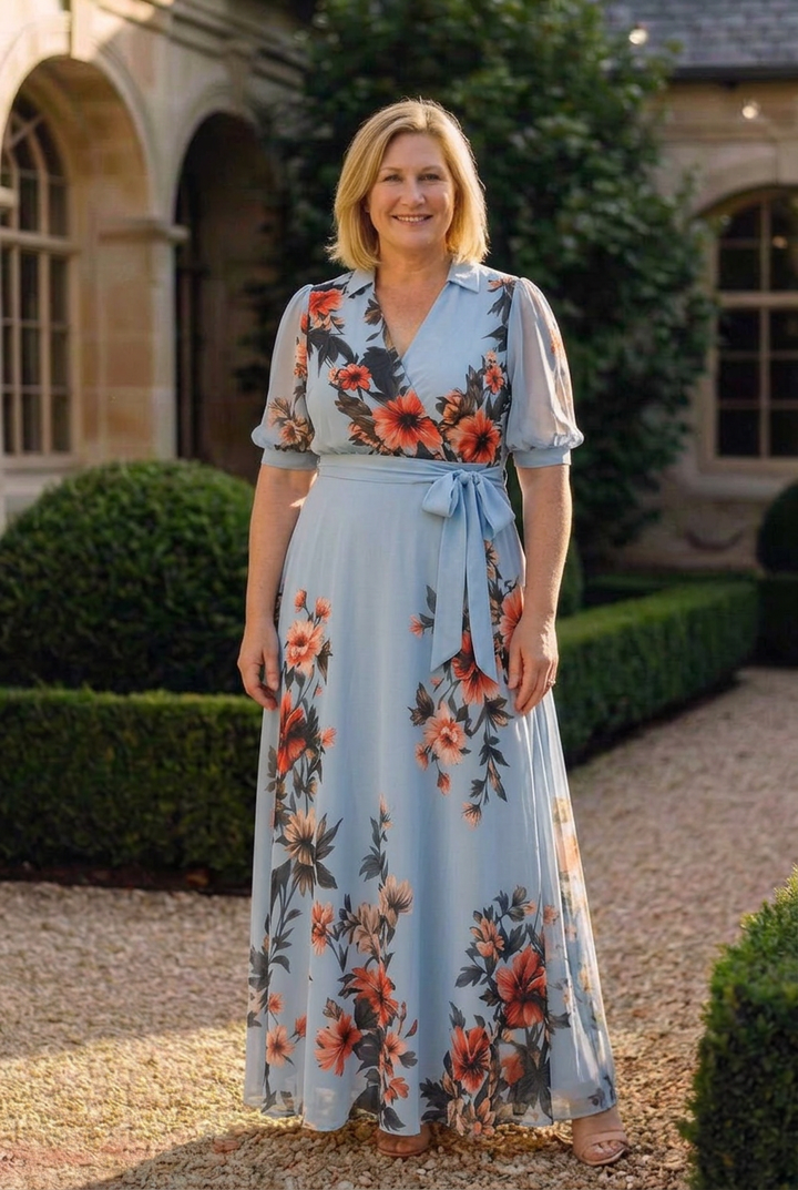 Hedda | Floral Wrap V Neck Maxi Dress