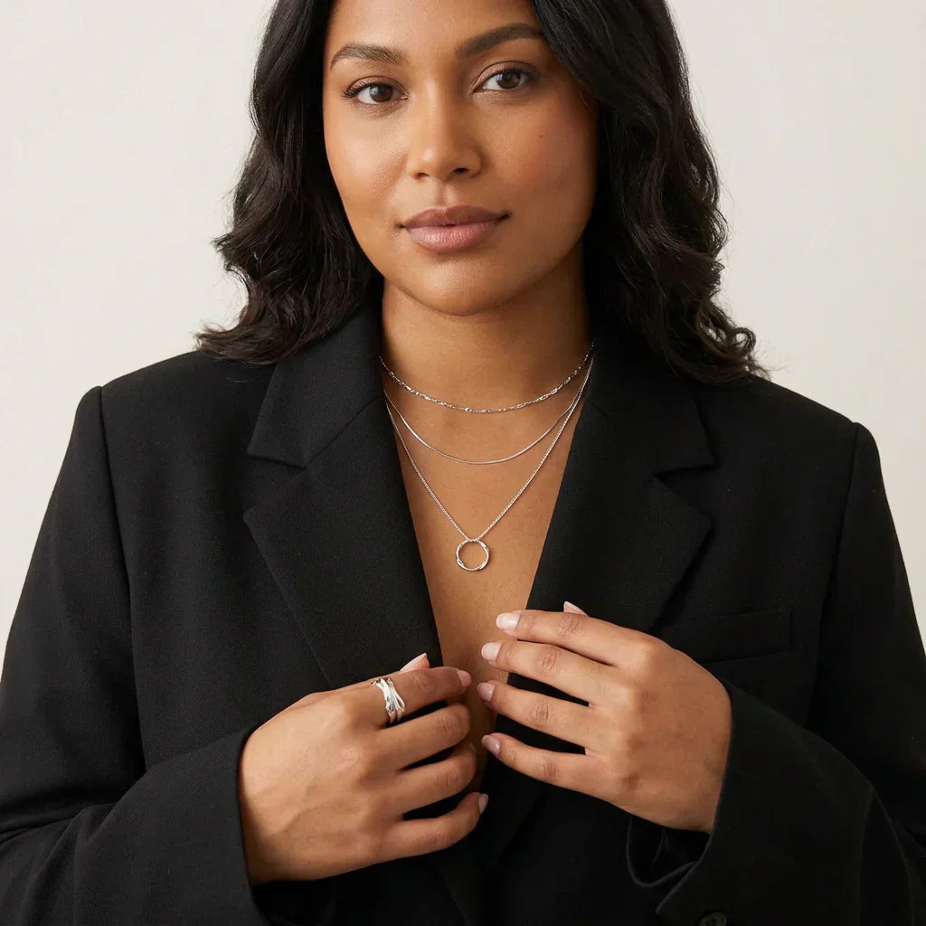 Briar Circle Three Row Necklace | White Gold