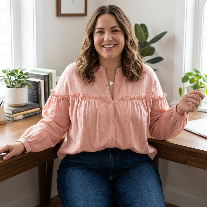 Ines - Pure Cotton Ruffle Shirt Top