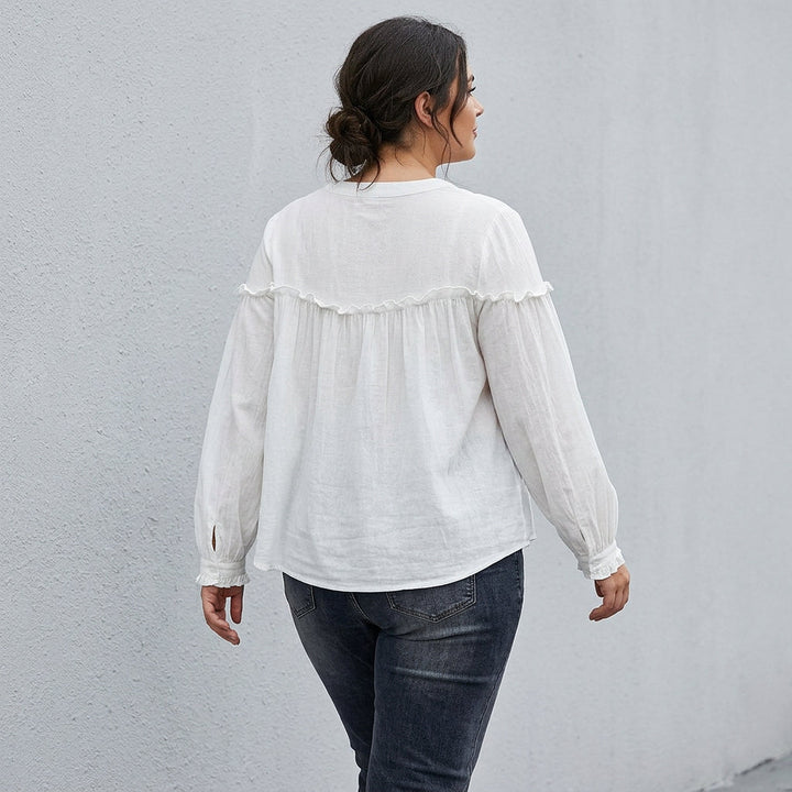 Ines - Pure Cotton Ruffle Shirt Top