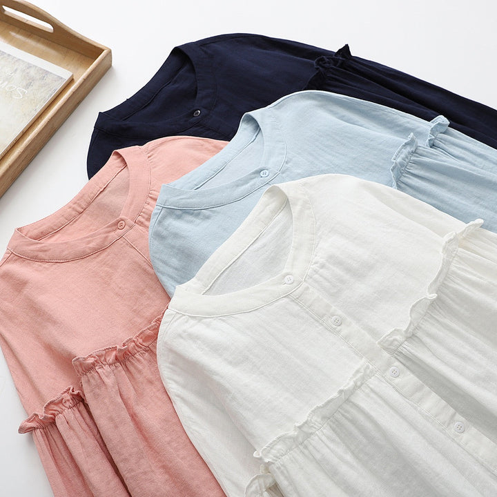 Ines - Pure Cotton Ruffle Shirt Top