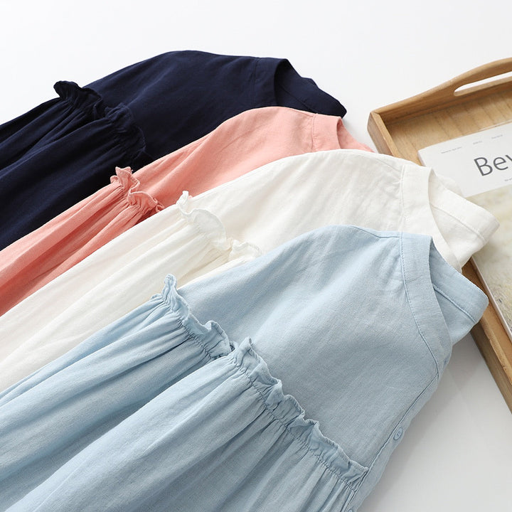 Ines - Pure Cotton Ruffle Shirt Top